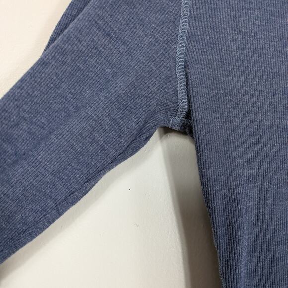 Y2K Mossimo Henley Top L Blue Ribbed 3/4 Sleeve Twilightcore Bella Elena Fitted - Picture 5 of 9